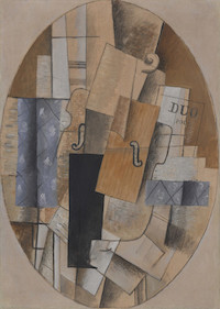 Painting of rectangular shapes in brown, gray, white